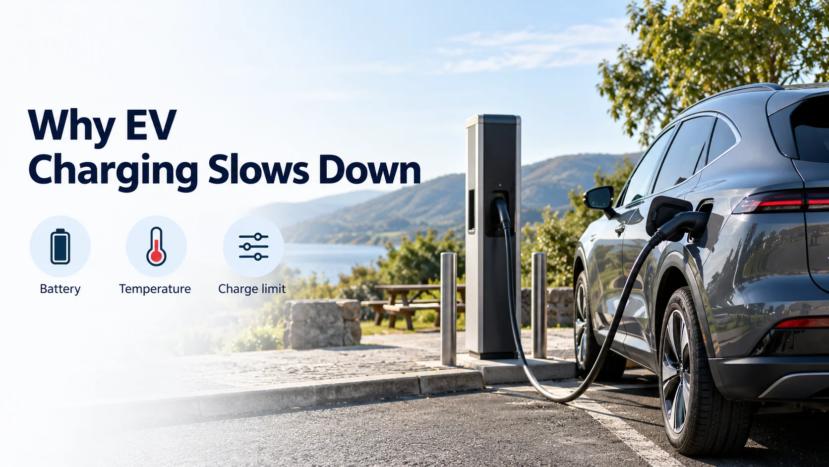 EV charging beside a roadside rest area